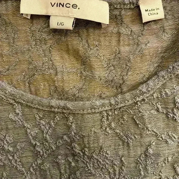 Vince Jacquard Women's Wool Blend Long Sleeve Lace Textured Sheer Gray large - Picture 4 of 9